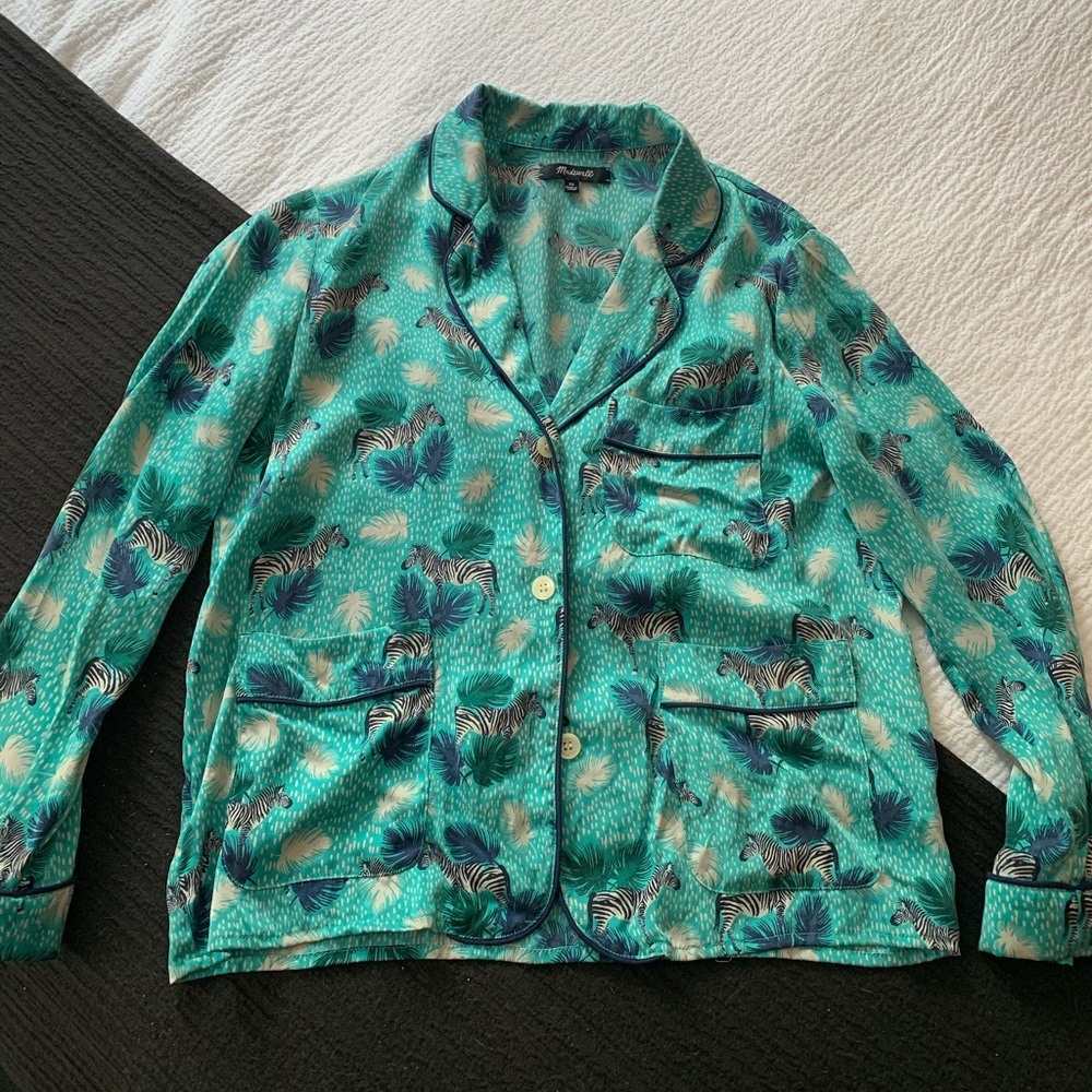 madewell silk pajama style top